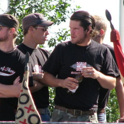 Pascal Lüthard (r.) als Sicherheitsdienst an der Schlachtfeier Sempach 2008.