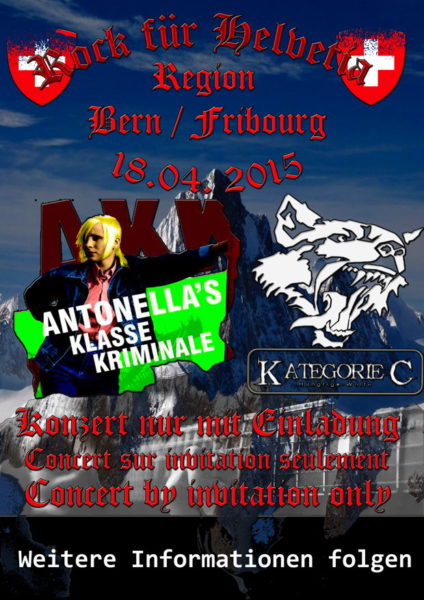 Flyer, mit dem das Kategorie C Konzert im Frühjahr 2015 grossspurig angekündigt wurde.