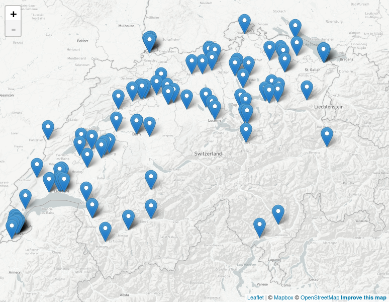 Karte von rechtsextremen Ereignissen in der Schweiz